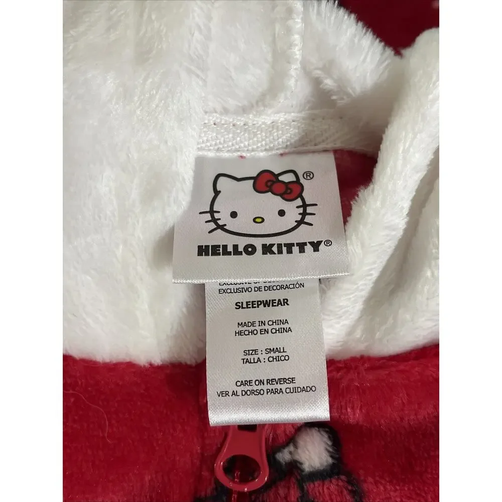 Hello Kitty Christmas Pajamas Hooded One Piece Red Jumpsuit Small S 2023 Sanrio